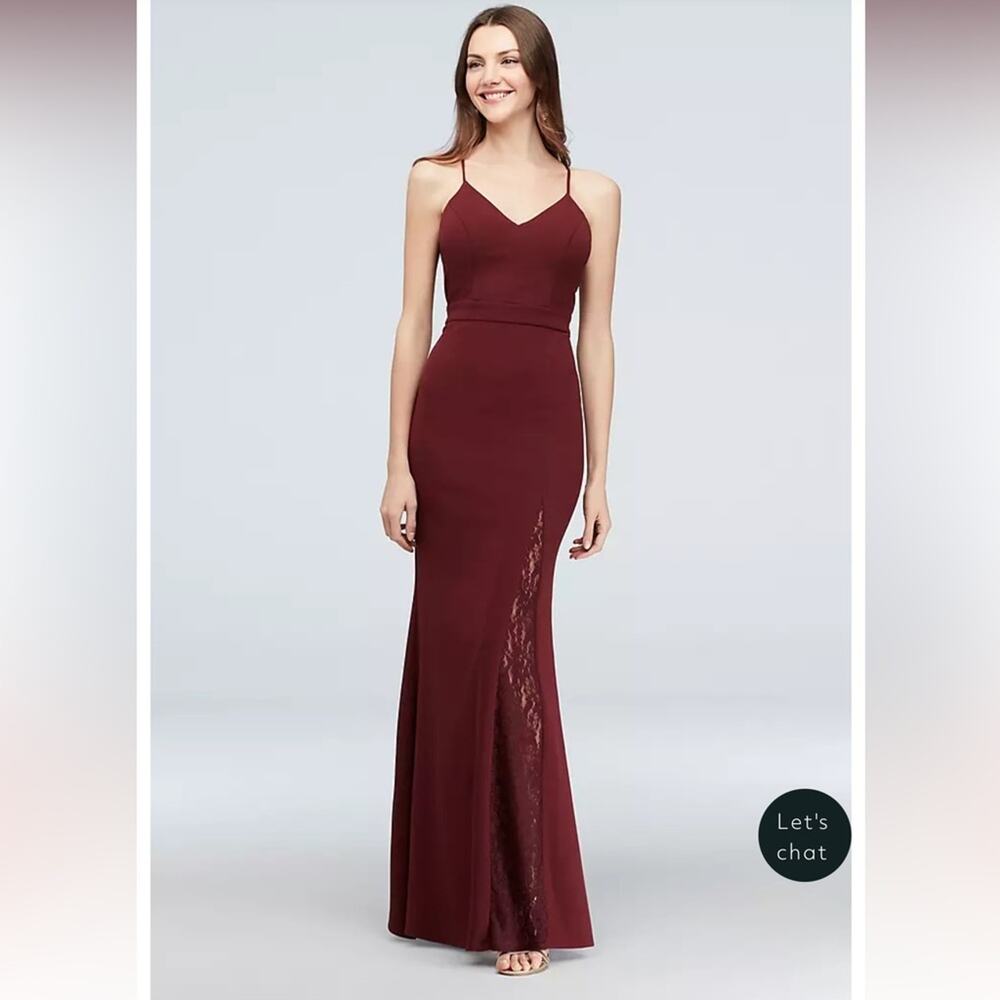 City Triangles maroon‎ dress with lace back and slit